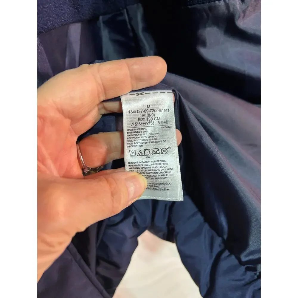 Gap M heavy weight puffer coat 3/4 length hooded pocket euc